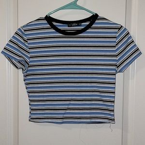 Blue Stripped Crop Top